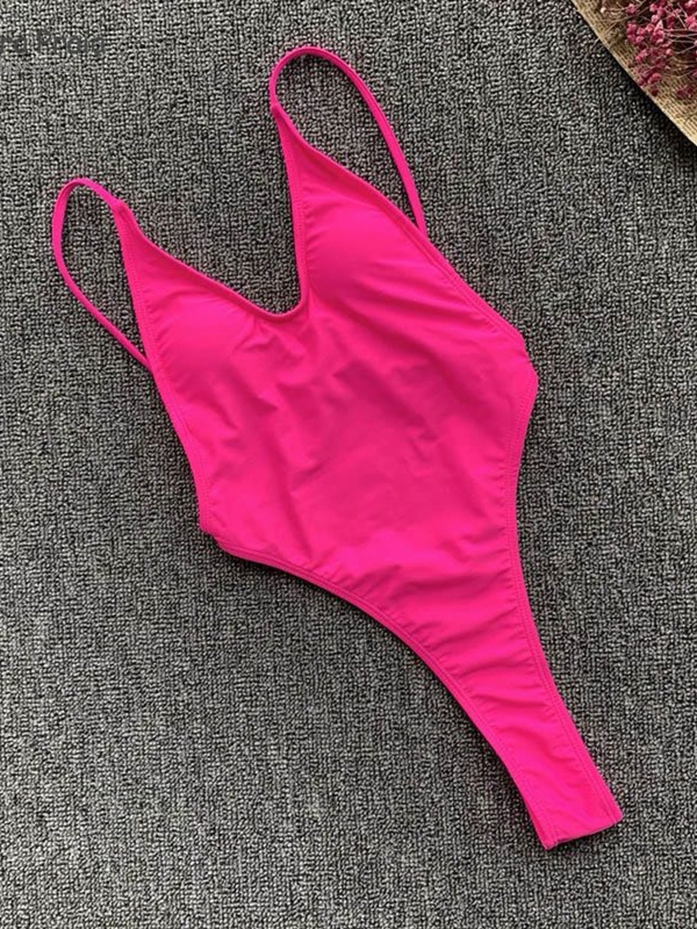 Neon Rose High Leg Low Back One Piece Swimsuit
